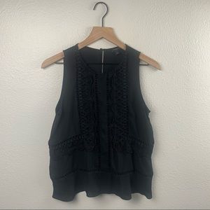 Ann Taylor Black Lace Trim Tank Top